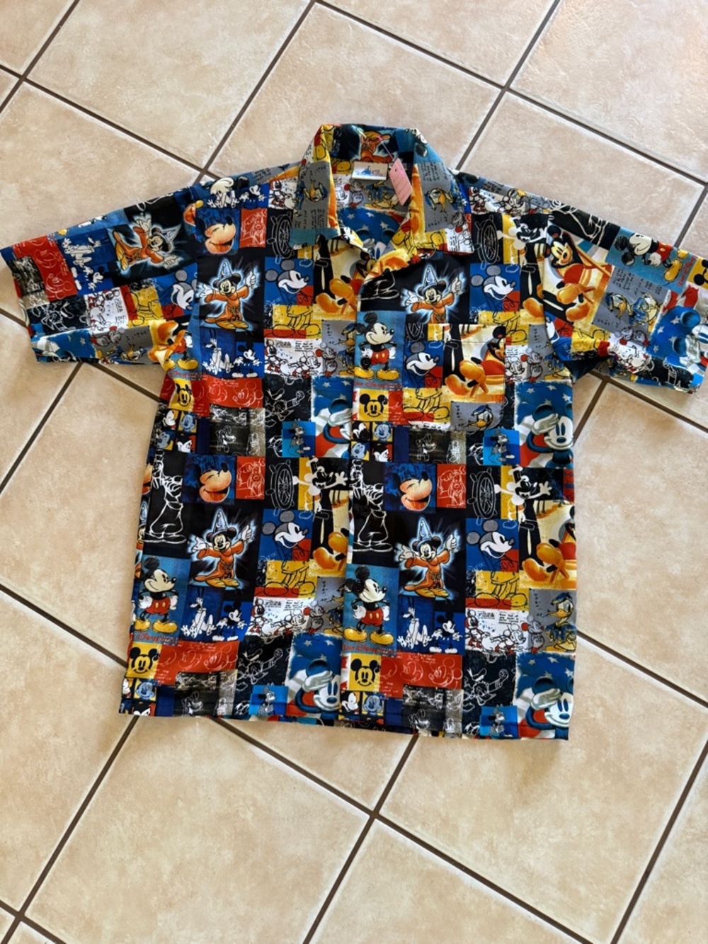 Disney Multicolor Mickey Patchwork Camp Shirt